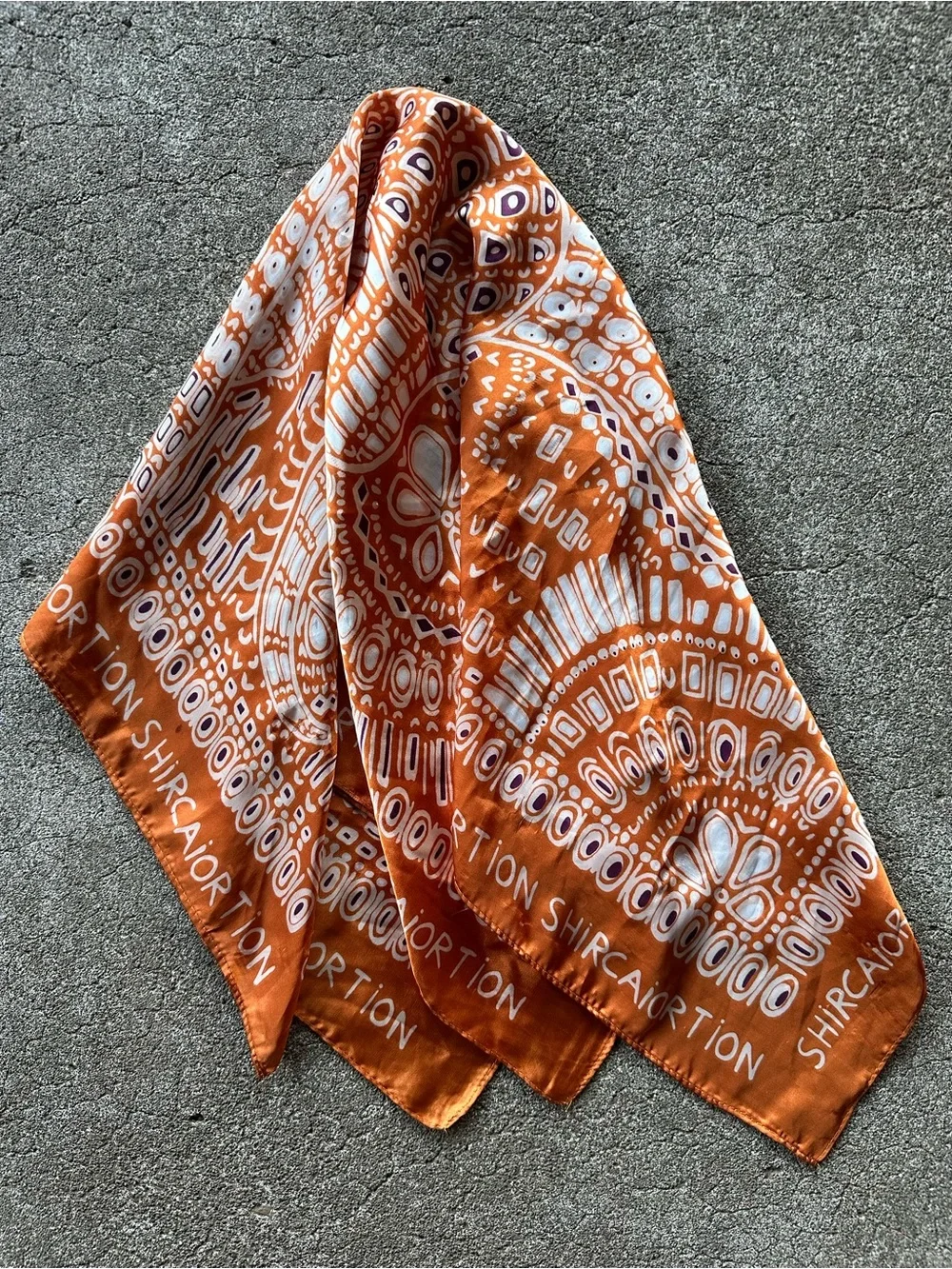 Elephant Folk Art Print Satin Scarf